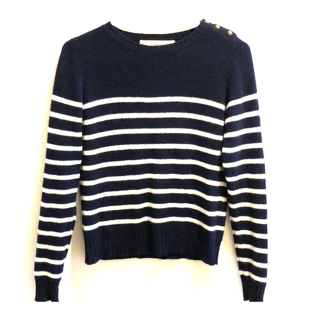 Blue and white stripe cotton sweater from Zara